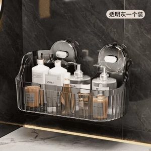 バスルーム吸盤収納ラックバスルームパンチフリー壁掛けプラスチック化粧品収納ラックトイレシンク整理|undefined