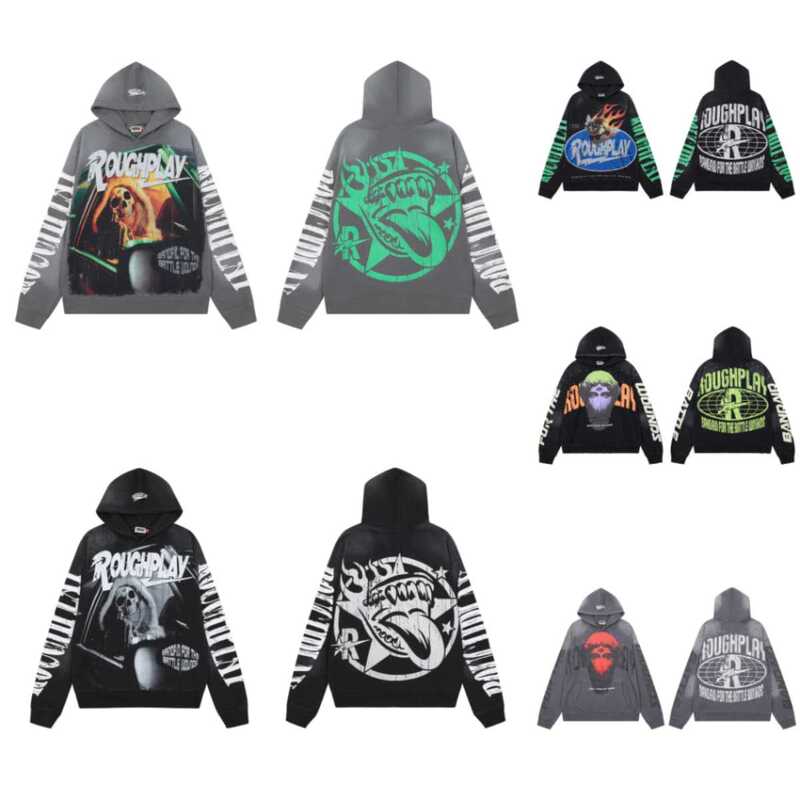 Cross-Border Trendy Brand Roughplay American High Street Style Rhinestone Skull Print Hooded Sweatshirt Unisex Loose Hip-Hop Cross-Border Trendy Brand Roughplay American High Street Style Rhinestone Skull Print Hooded Sweatshirt Unisex Loose Hip-Hop