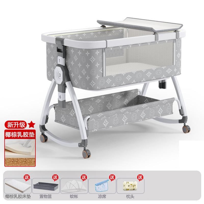 Cama de bebé Cama de cuna móvil Cama plegable portátil multifuncional Cama de bebé recién nacido Cama de empalme Cama grande image 62