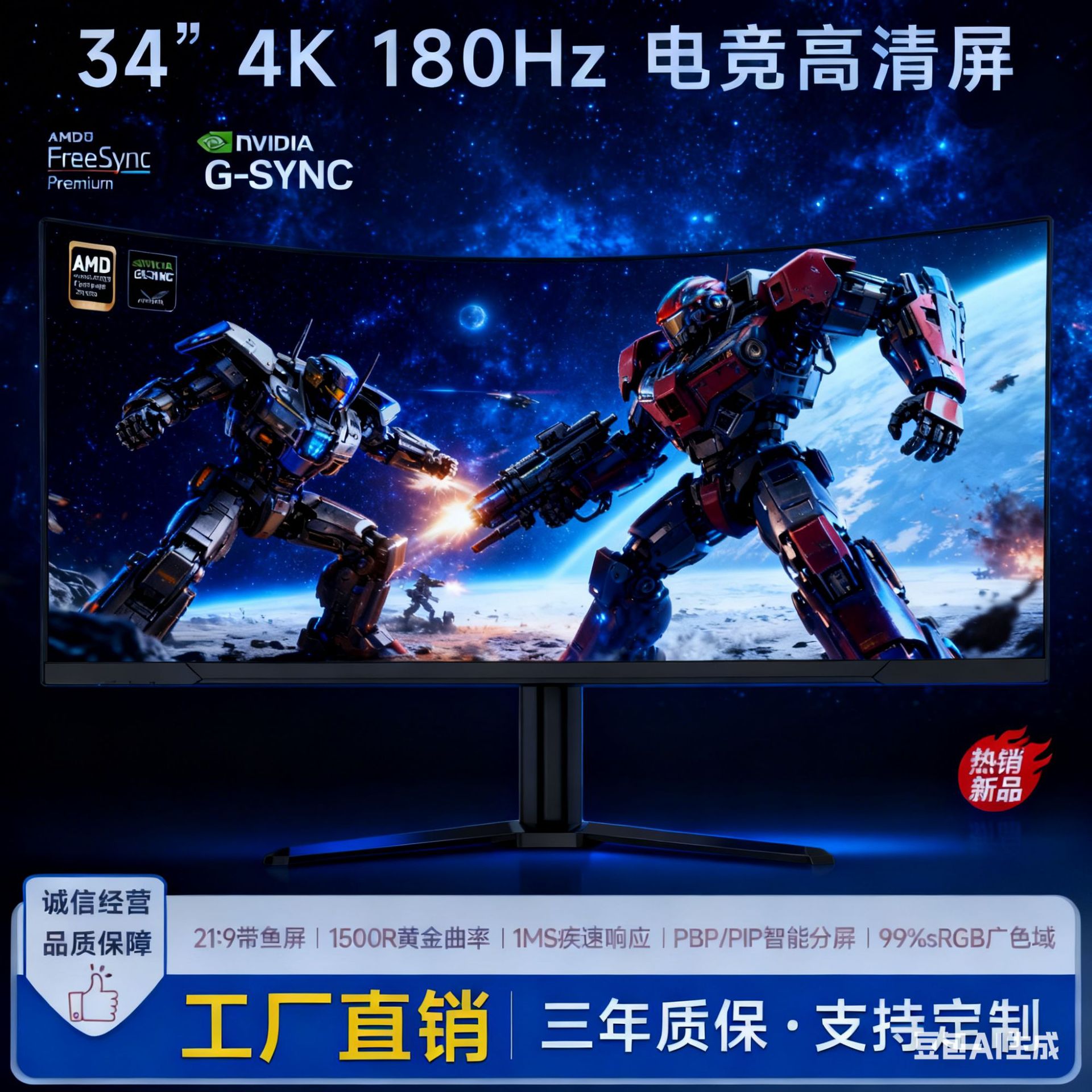 Monitor 24/27/32/ 34inch Hd Gaming E-Sports Monitor Office Design Computer Lcd Display