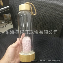 天然水晶碎石宝石竹盖能量杯茶杯玻璃水瓶可订logoDIY热销