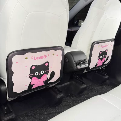 Cute Cat Cartoon Cute Car Seat Back Anti-kick Pad Simple and Comfortable Dirt-resistant Storage Bag Anti-kick Pad Anti-dirty Pad (Chair back anti-kick pad) - cute-cat-anti-kick-pad-2-sheets