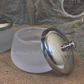 磨砂玻璃带盖美甲工具洗笔容器水晶杯日本老师同款清洁水不锈钢-