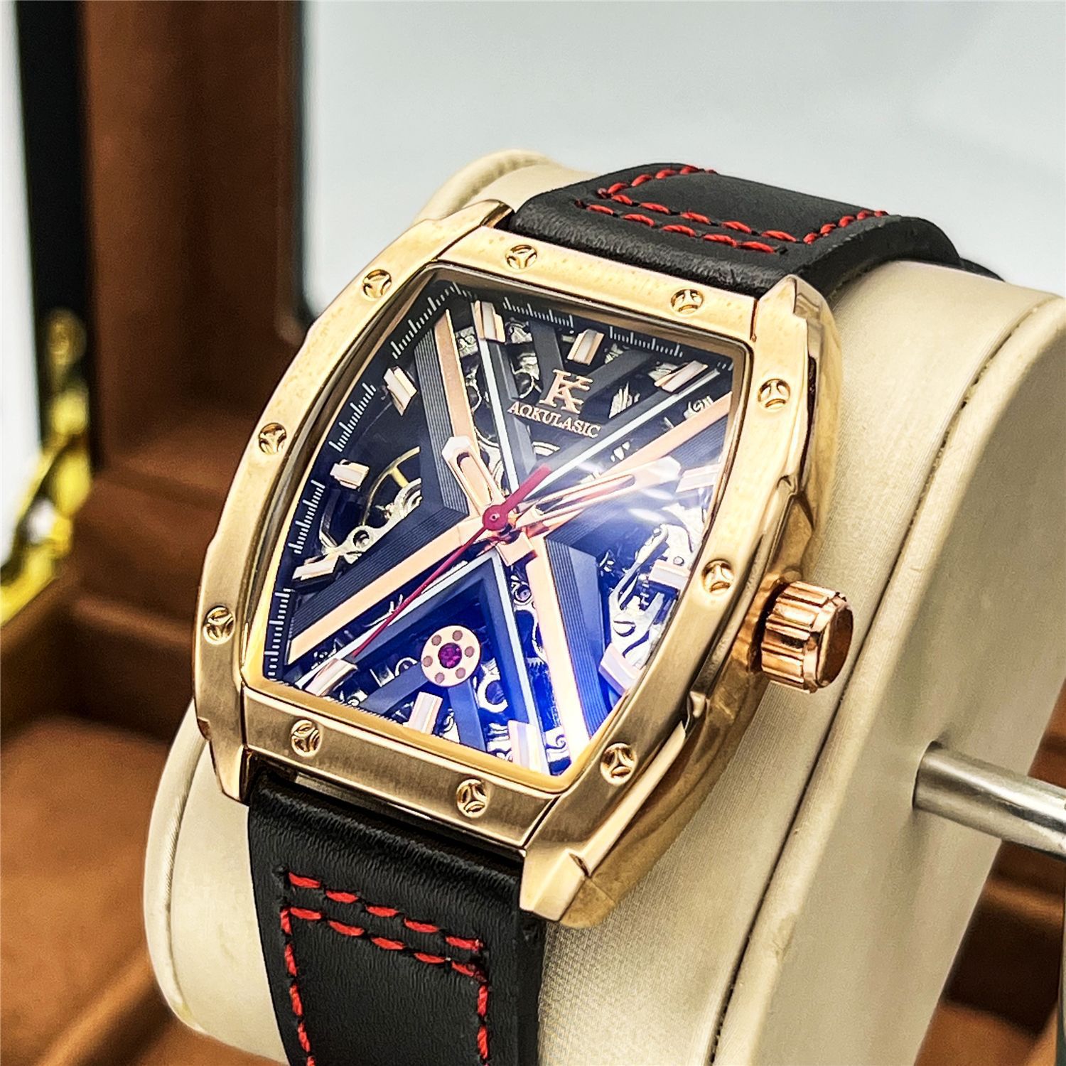 Augustus's New Fully Automatic Mechanical Watch Barrel-Shaped Waterproof Luminous High-End Men's Watch Fashion Trend