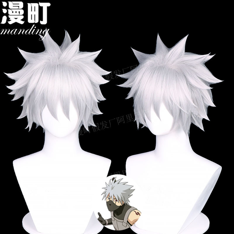 Mancho Naruto Flagwood Kakashi cos Wig Rushover Anti-upturned Explosive Head Grey