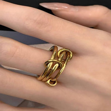 欧美ins时尚设计三环戒指个性冷淡风钛钢指环女不掉色批发百搭