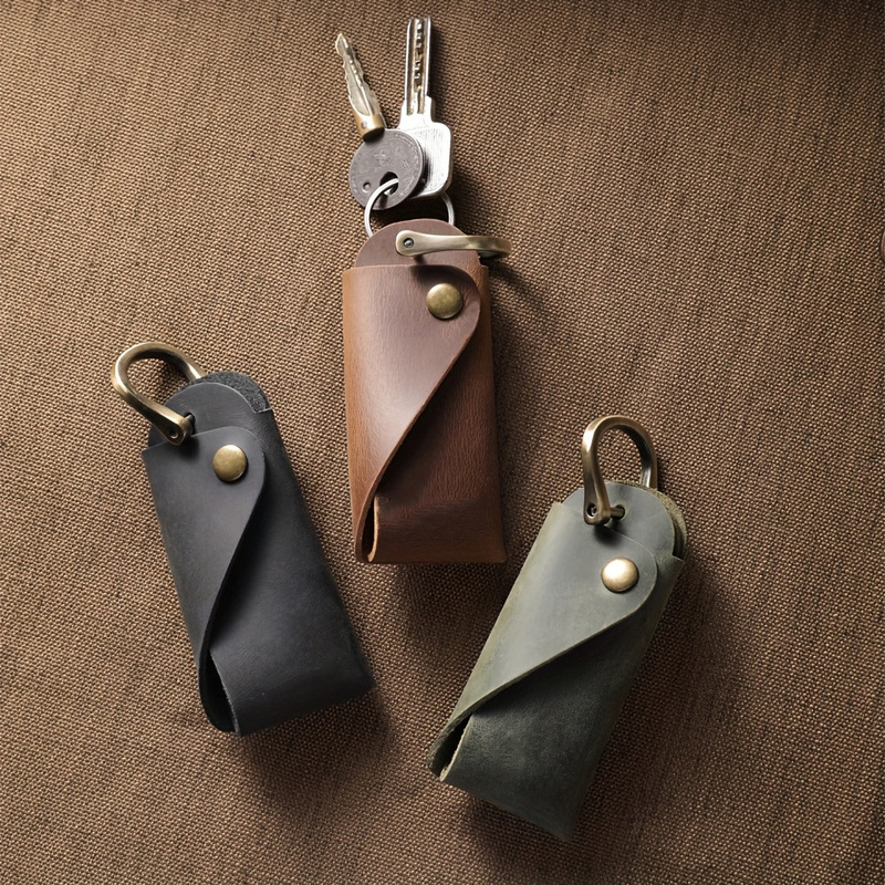 Retro Pu Leather Key Bag, Portable Hanging Waist Key Bag, Personalized Flip Design Key Storage Artifact
