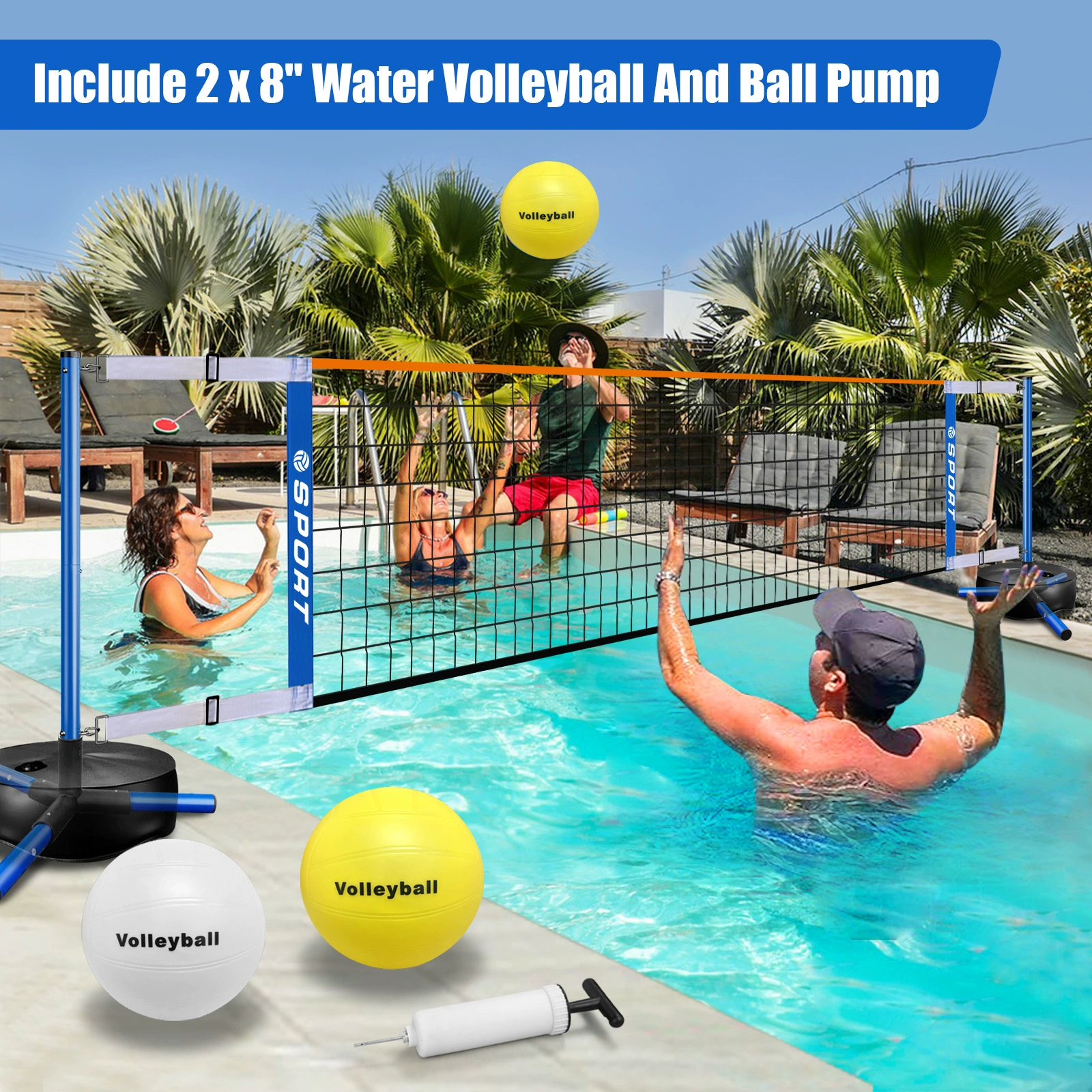 Новый стиль открытый крытый развлечения воды волейбол сетка рамка портативный съемный складной