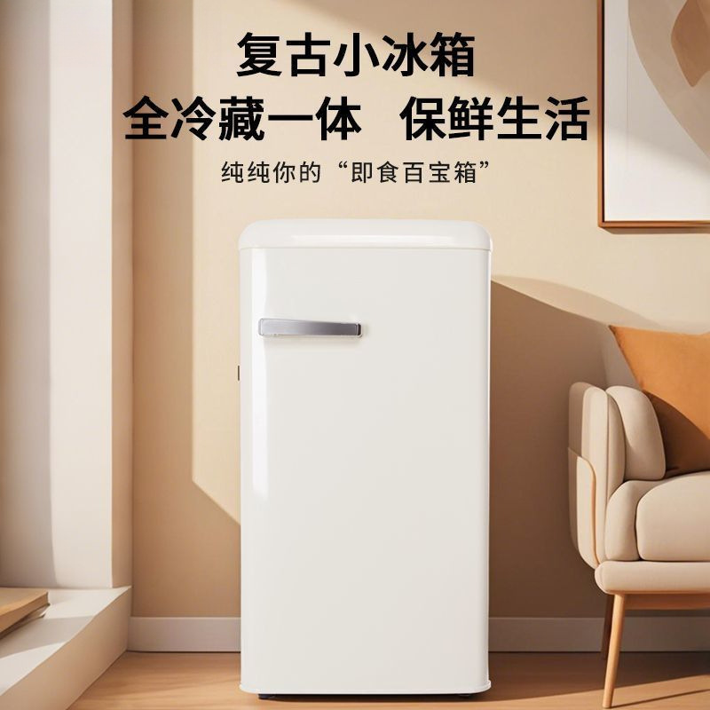 Retro Small Refrigerator First-Class Energy-Efficiency Refrigerator Household Small Beverage Cabinet Fresh-Keeping Cabinet Beauty Salon Small Refrigerator Manufacturer