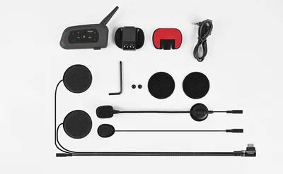 V4V6PLUS motorcycle Bluetooth intercom for two riders, with automatic answering and referee headset (Motorcycle Helmet Headset) - v6-plus-single-pack-motorcycle-intercom