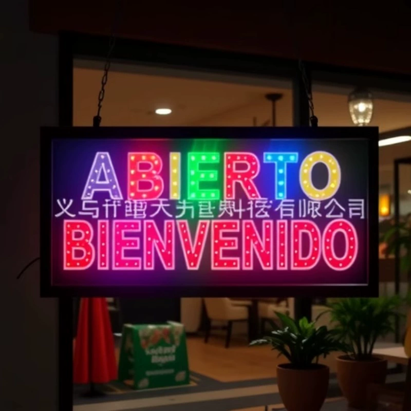 Испанский светодиодный рекламный щит красочная фотография ABIERTO BIENVENIDO