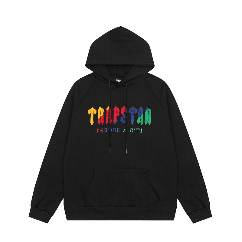 Marca de moda europea y americana trapstar Arco Iris gradiente color toalla bordado lana forrado hombres y mujeres pareja traje de ocio de calle