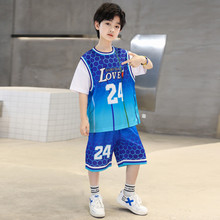 儿童篮球服运动速干套装男童24号短袖假两套球衣湖人科比夏季队服