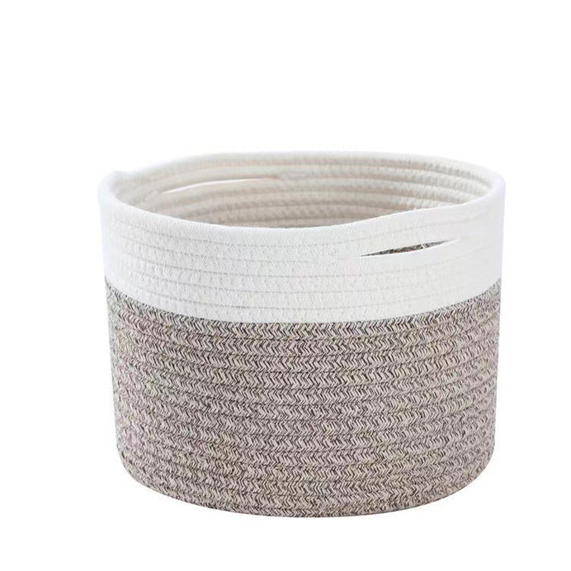 綿紐編み収納バスケット、テーブル雑貨・お菓子収納バスケット、子供のおもちゃ収納バスケット、浴室用汚れた服入れバスケット|undefined