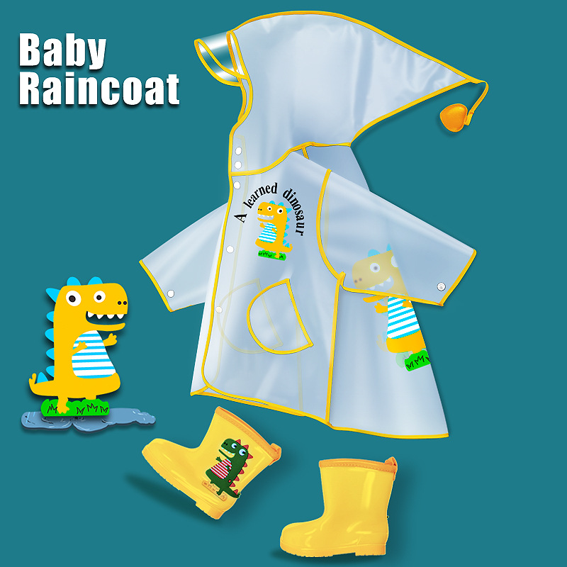 Impermeable infantil para niños y niñas 2025, estudiantes de primaria, poncho de cuerpo completo para niños de jardín de infantes con diseño de dinosaurio de dibujos animados.