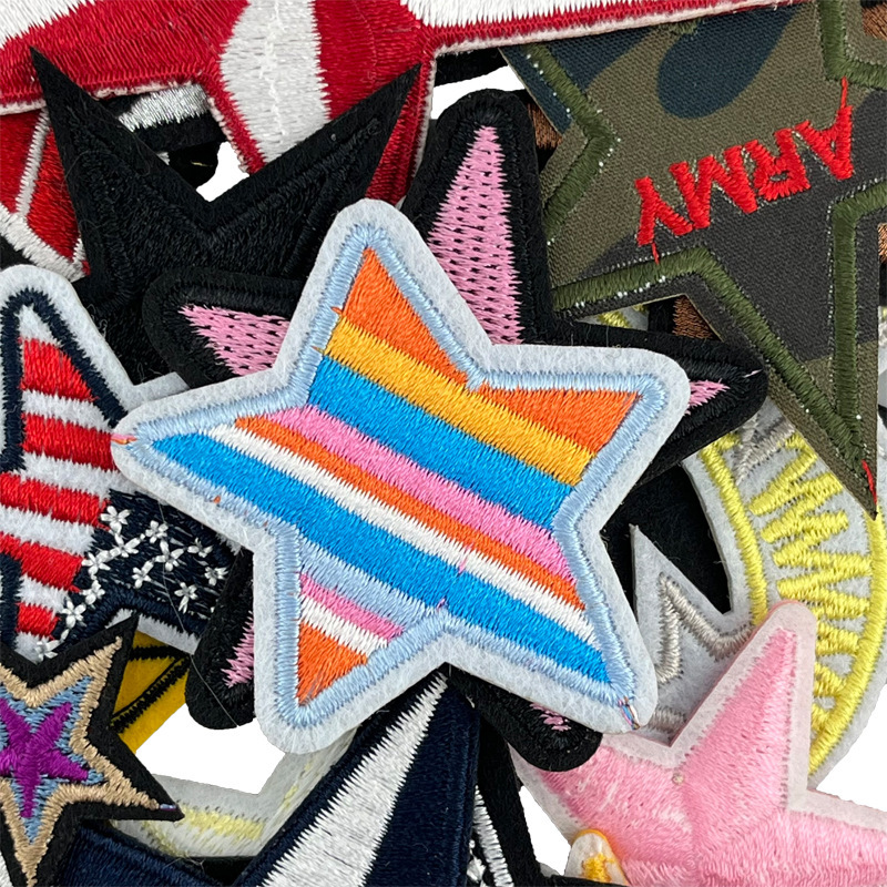 五芒星カラー刺繍布ステッカーメーカー在庫卸売コンピュータ刺繍衣類バッグ DIY 装飾アクセサリー|undefined