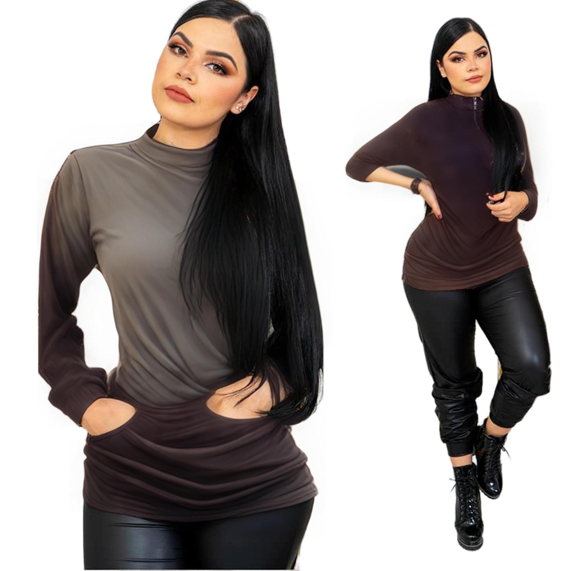 Q6240 European and American Women's Clothing Autumn and Winter New Women's Elegant Work Clothing Printed Double-Layer Windbreaker Long-Sleeved Jacket