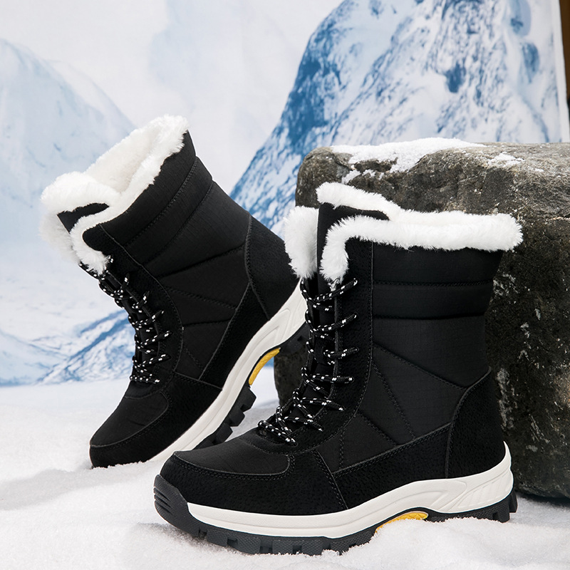 Botas de nieve de invierno para mujeres, nuevos zapatos de algodón del noreste, impermeables, antideslizantes, esquí al aire libre, botas de cilindro medio a prueba de frío image 3