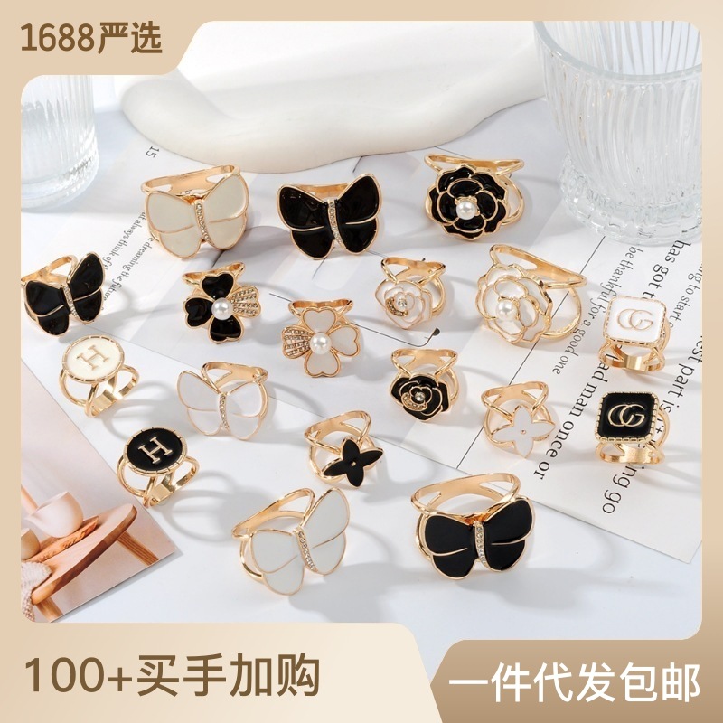 Hollow sweet high-grade camellia pearl butterfly silk scarf buckle accessories Korean alloy all fashion corner buckle