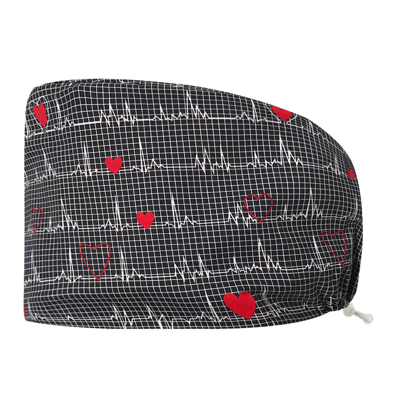 Sombrero de algodón estampado, bonito sombrero de enfermera, dientes, electrocardiograma, herramienta médica, patrón, sombrero de trabajo, sombrero Baotou, exportación