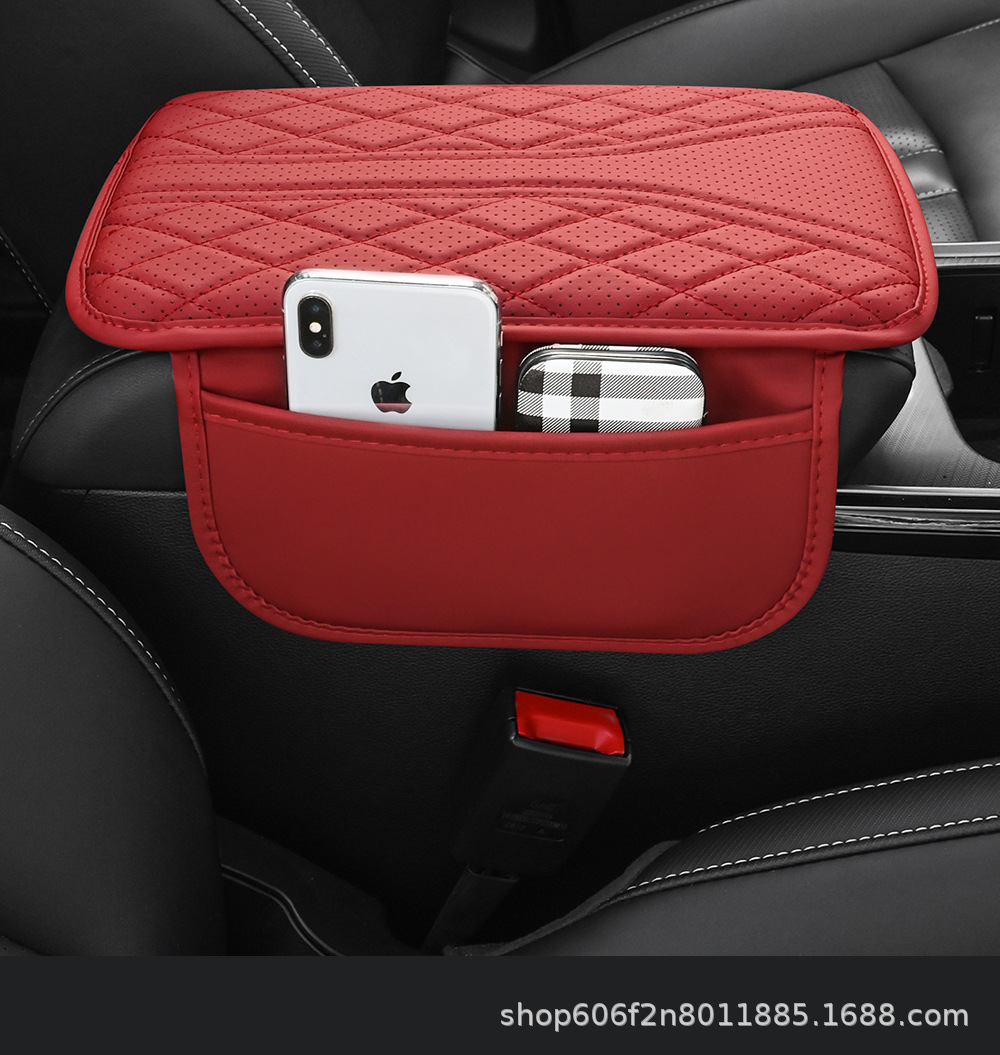 Car armrest box pad, universal for all seasons, stylish car storage pocket, elbow center heightening pad, multifunctional