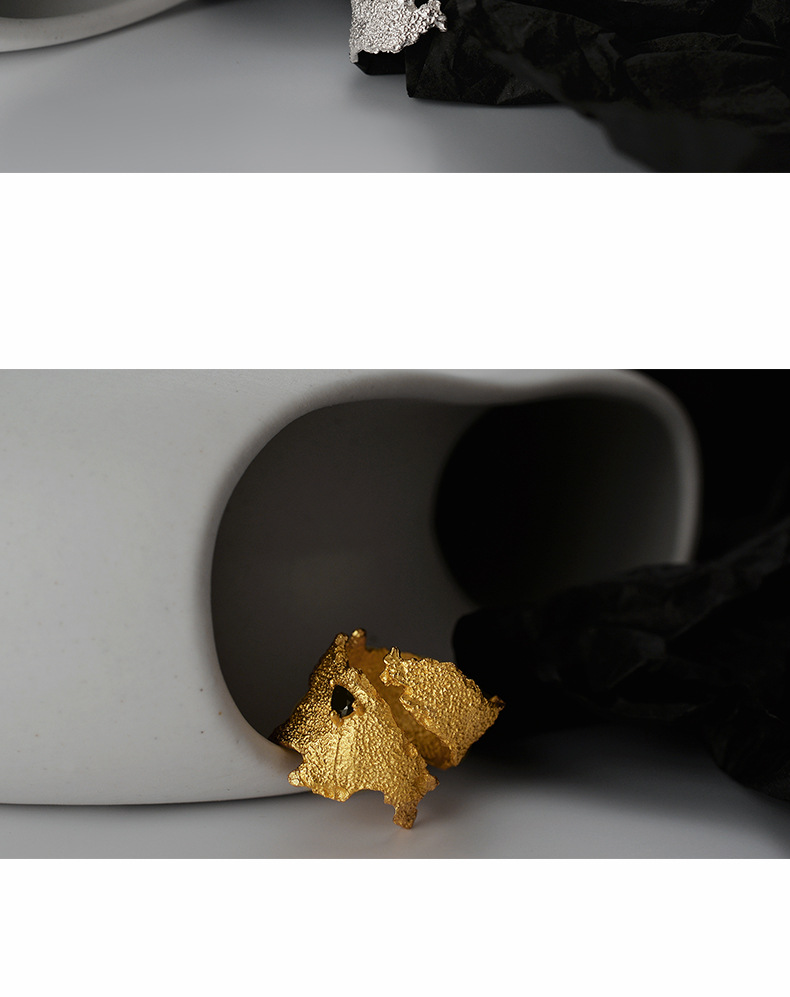 Fashion Irregular Silver Plating Inlay Zircon Open Ring 1 Piece