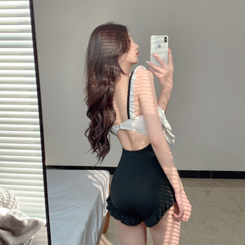 Women's one-piece swimsuit pure desire style sweet girl swimsuit hot spring conservative sexy swimsuit hot spring Instagram style beautiful back