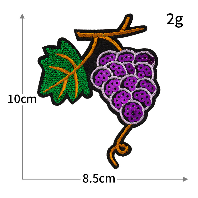 スパンコール刺繍布ラベル卸売コンピュータ刺繍チェリースイカイチゴスパンコールフルーツシリーズ刺繍布ステッカー縫製不要ステッカー|undefined