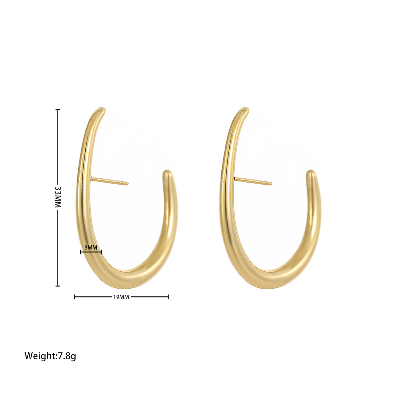 1 Pair Simple Style U Shape Plating Titanium Steel Earrings display picture 3