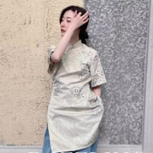 预售/2024夏季新款新中式刺绣轻熟盘扣立领短袖旗袍连衣裙2I2O436