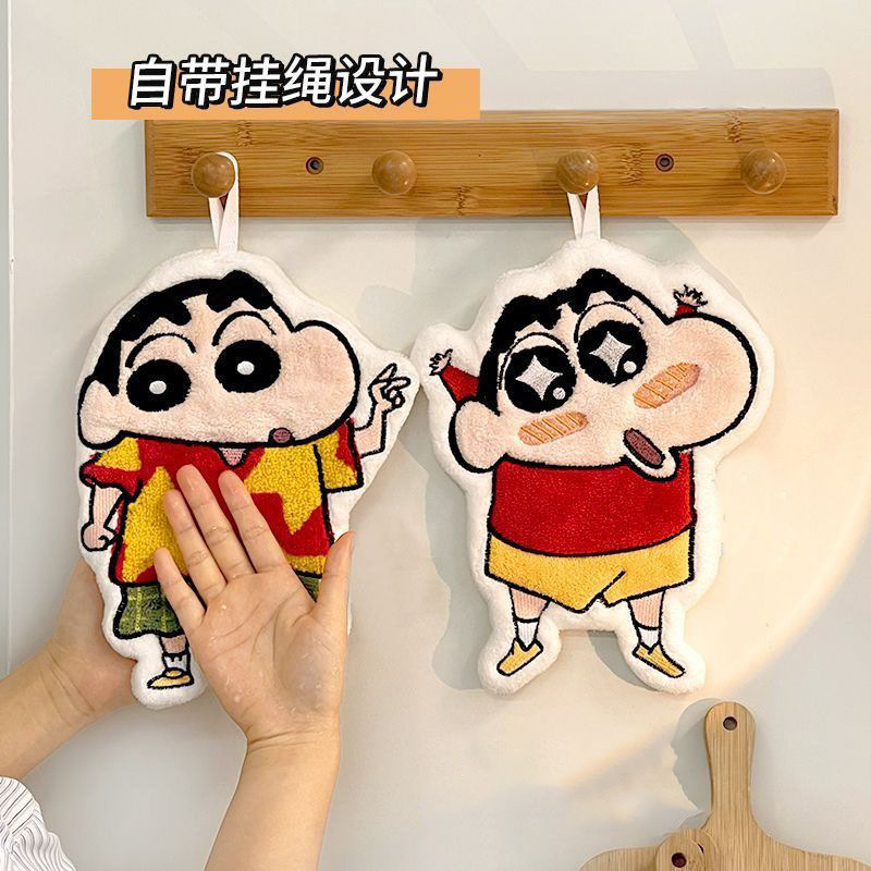 Hanging cartoon hand towel Crayon Shin-chan cute hanging absorbent household hand towel kitchen cleaning cloth wholesale