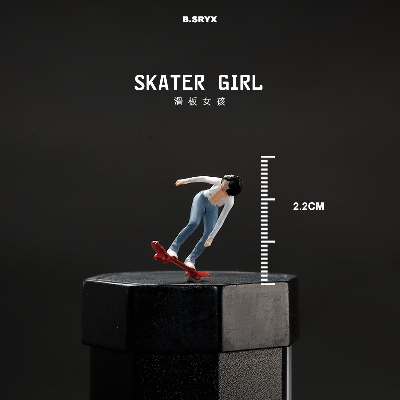 스케이트보드를 노는 소녀 - 흰색과 빨간색