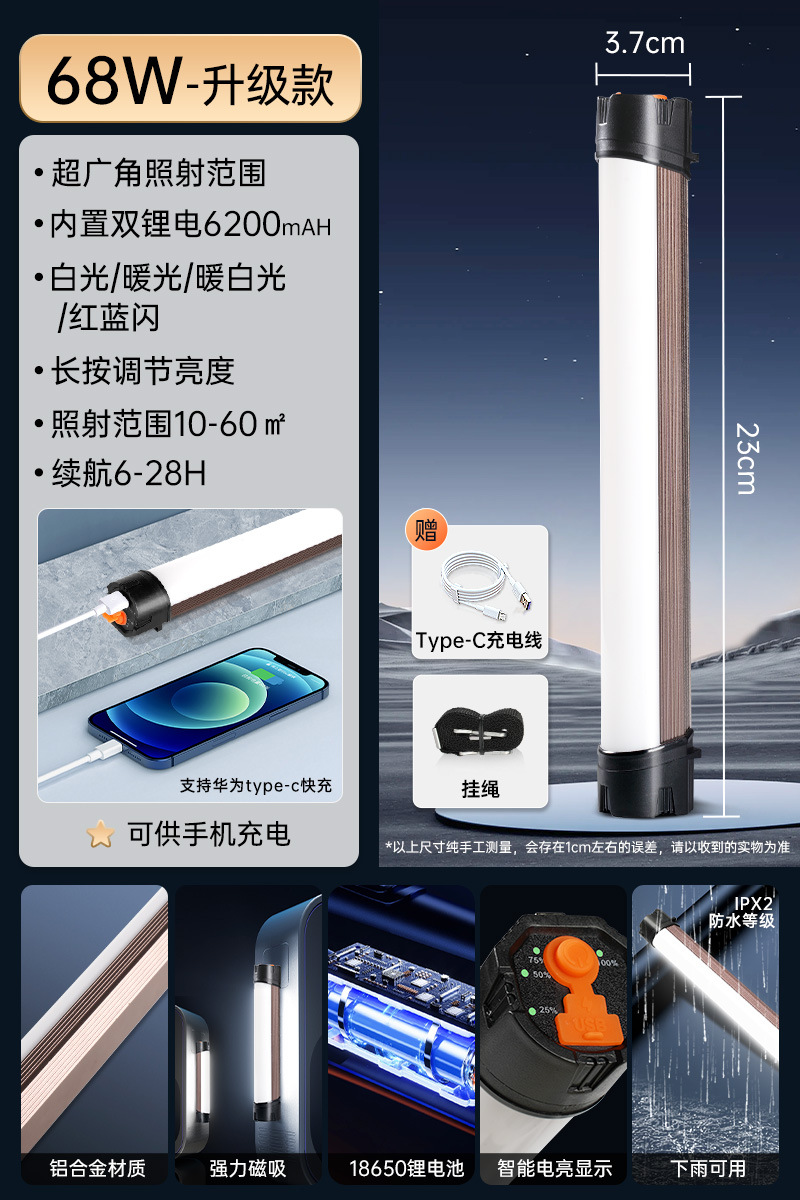 Luz de carga LED luz de emergencia de iluminación de corte de energía atracción magnética inalámbrica camping móvil puestos al aire libre luz de la noche al por mayor