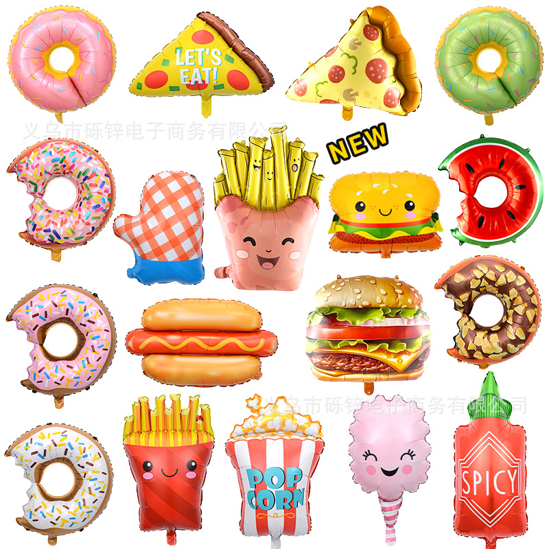 Western fast food balloon burger popcorn hot dog balloon party…