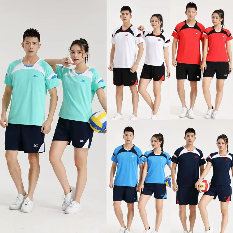 Volleyball uniform, set for men and women, sports suit, quick dry shorts, with short sleeve