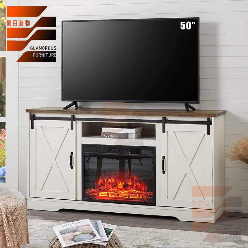 Amazon Cross-Border Foreign Trade Living Room European and American Style Furniture Barn Door Home-Use Simulated Flame Electronic Fireplace Tv Cabinet Amazon Cross-Border Foreign Trade Living Room European and American Style Furniture Barn Door Home-Use Simulated Flame Electronic Fireplace Tv Cabinet