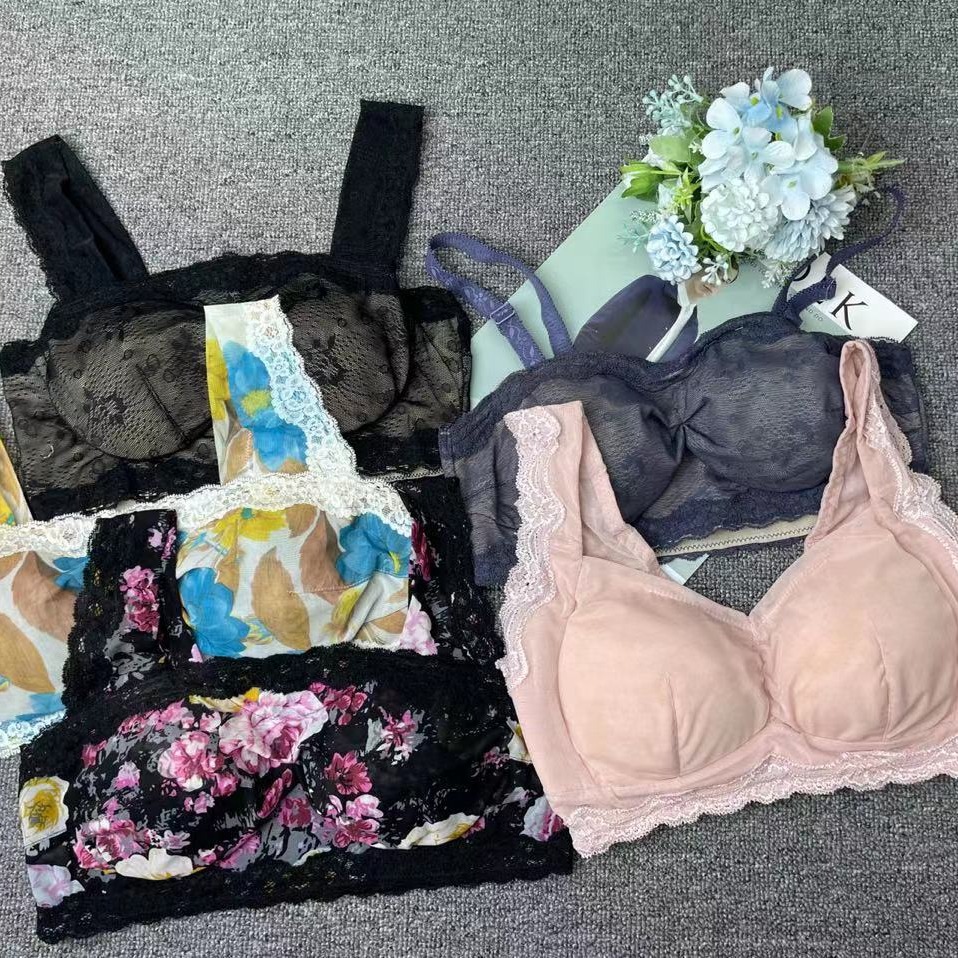Venta al por mayor de puesto en vivo Varios multicolores más tamaño dormir cómodo Sujetador deportivo inalámbrico ropa interior no vinculante