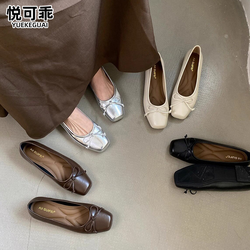 Genuine leather Mary Jane silver flats for women, 2026 new summer style, flat ballerina shoes, elegant and gentle Genuine leather Mary Jane silver flats for women, 2026 new summer style, flat ballerina shoes, elegant and gentle