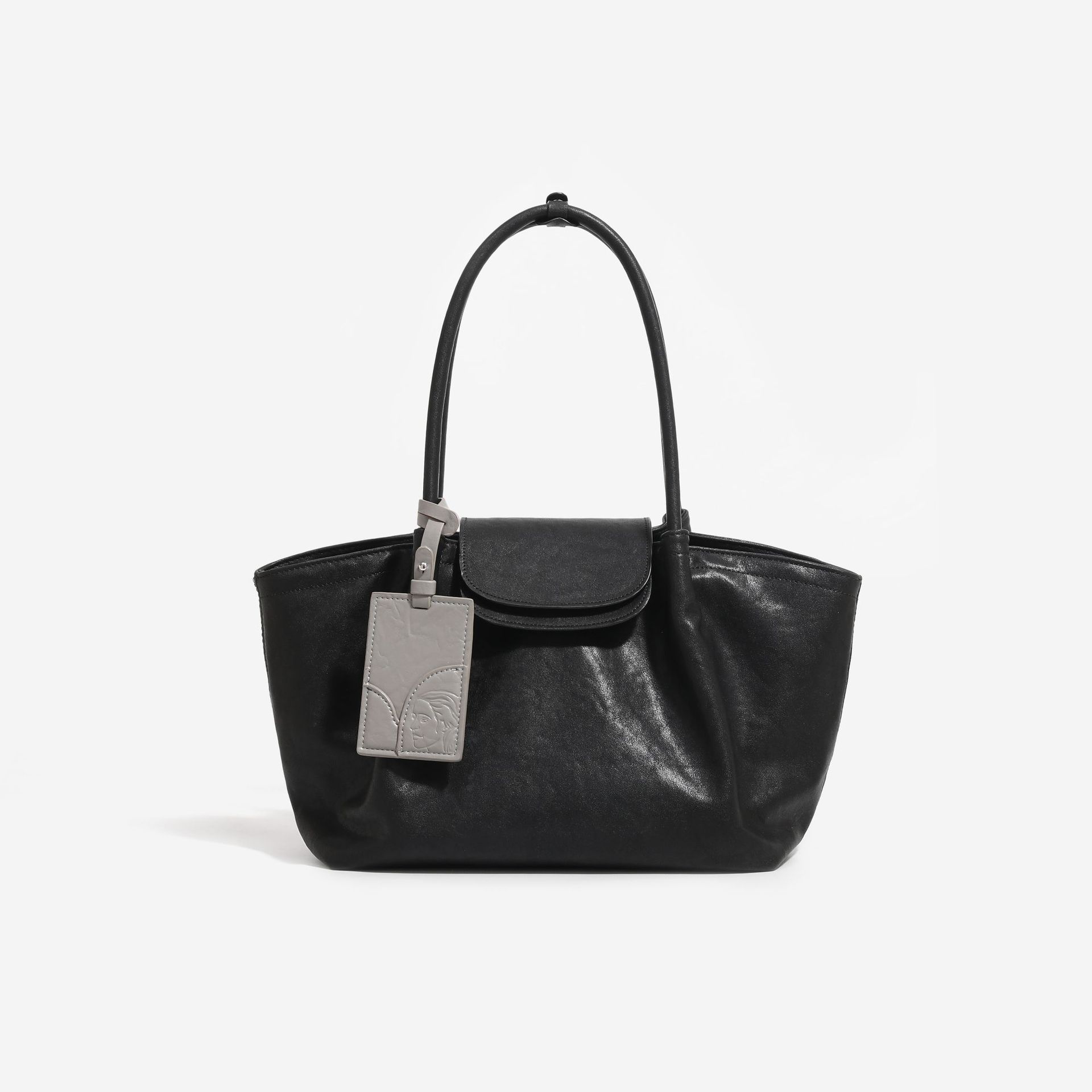 KoniKoni Genuine Leather Niche Black Large Capacity Tote Bag For Women 2026 New Arrival Commuter Handbag Shoulder Bag - Thumbnail 6
