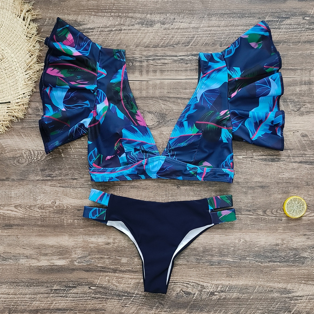 192g Weight Sexy Feel Of Sensation Briefs Panties Style Polyester Fabric Type 2 Pieces Set Quantity Swimming Pool, Beach Occasion Ditsy Floral Pattern Women's Gender Women's Ditsy Floral 2 Pieces Set Bikinis Swimwear 29