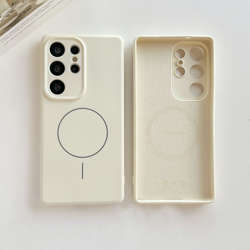 Suitable for Samsung Galaxy S26 Mobile Phone Case 25Plus Thin Ring Protective Cover Liquid Silicone Magnetic Suction 24Ultra Light