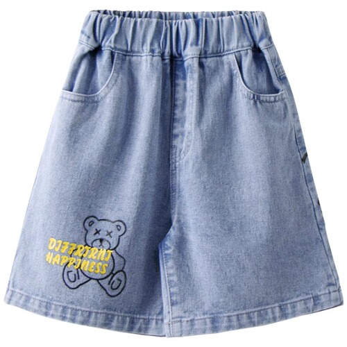 Girls' denim mid-pants new summer clothing versatile medium-sized children's casual five-six-point pants little girl shorts