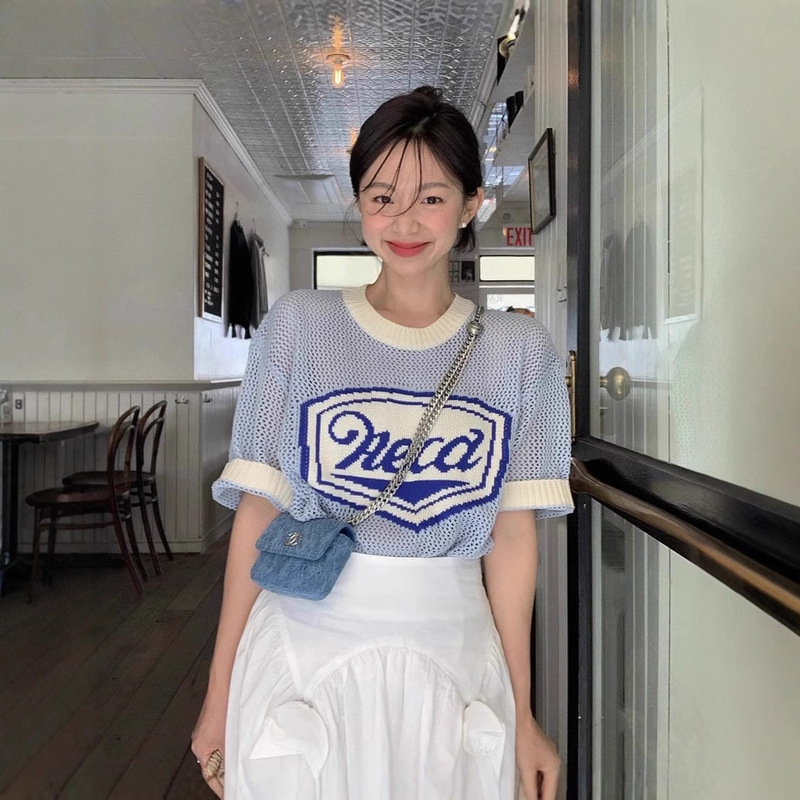 2026 New Fever Trend Summer Cool Women's Crochet Hollow-Out Short-Sleeve Knit Top Casual Versatile