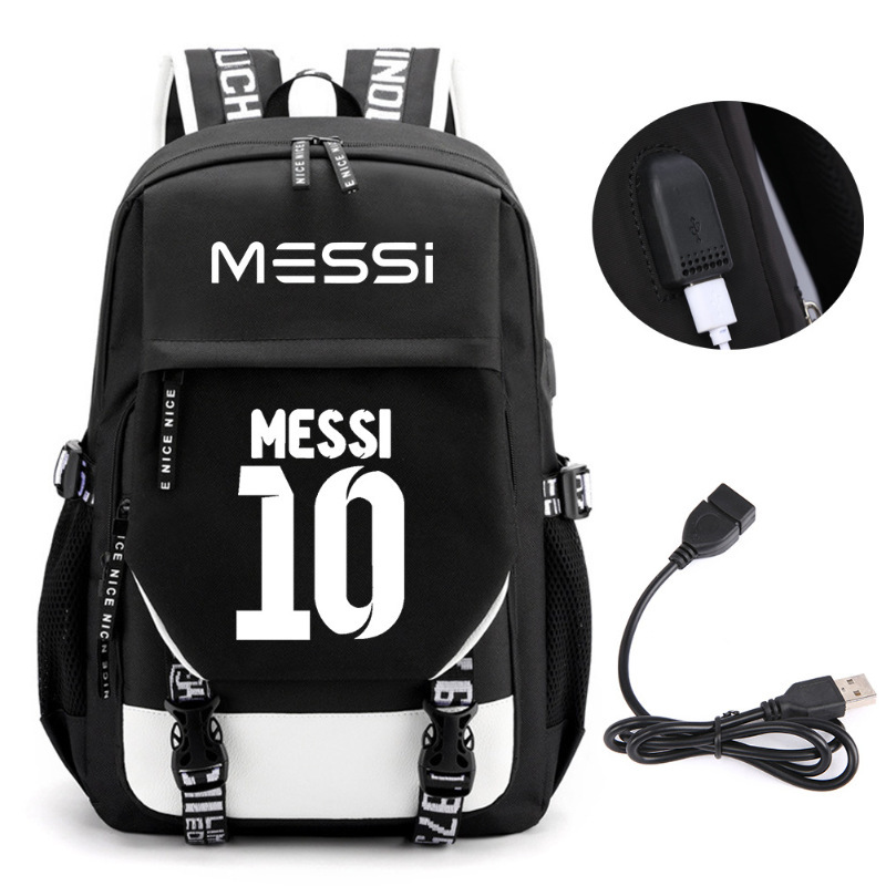 Estrellas de fútbol transfronterizas mochila perimetral mochila de computadora USB de gran capacidad para adolescentes bolsas escolares
