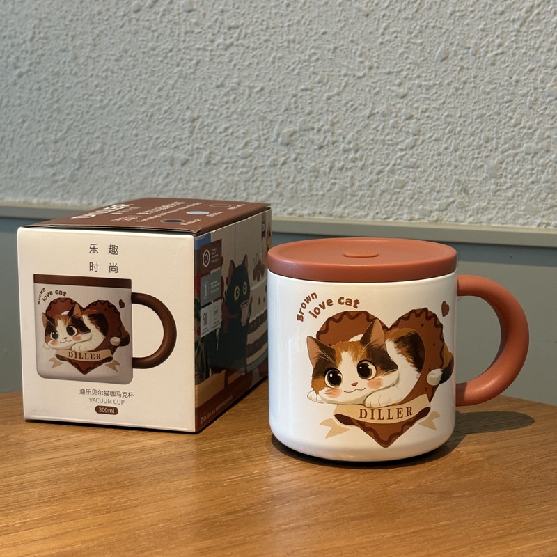 迪乐贝尔猫咖保温杯高颜值316内胆口袋小巧便携卡通吸管杯冰霸杯|undefined