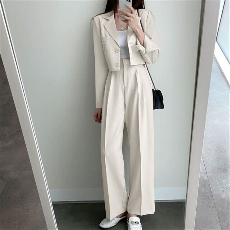 新品2022春夏秋季网红休闲英伦风小西套装女士短款韩版西服上衣详情12