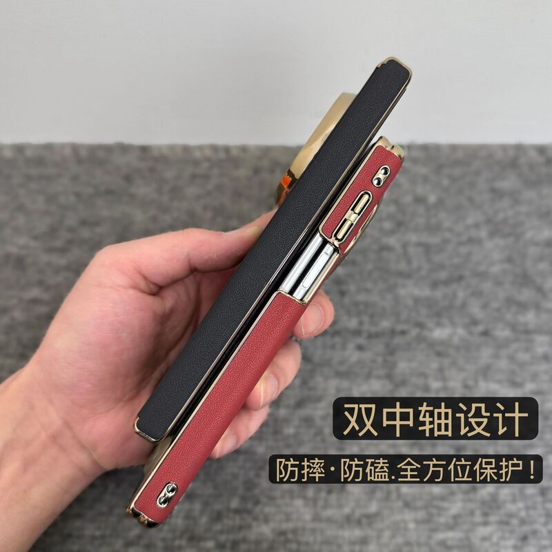 Huawei matex5 携帯電話ケースに適したダブル中央軸保護 x6 コレクターズエディションプレーンレザー電気メッキレンズオールインクルーシブ落下防止ケース|undefined