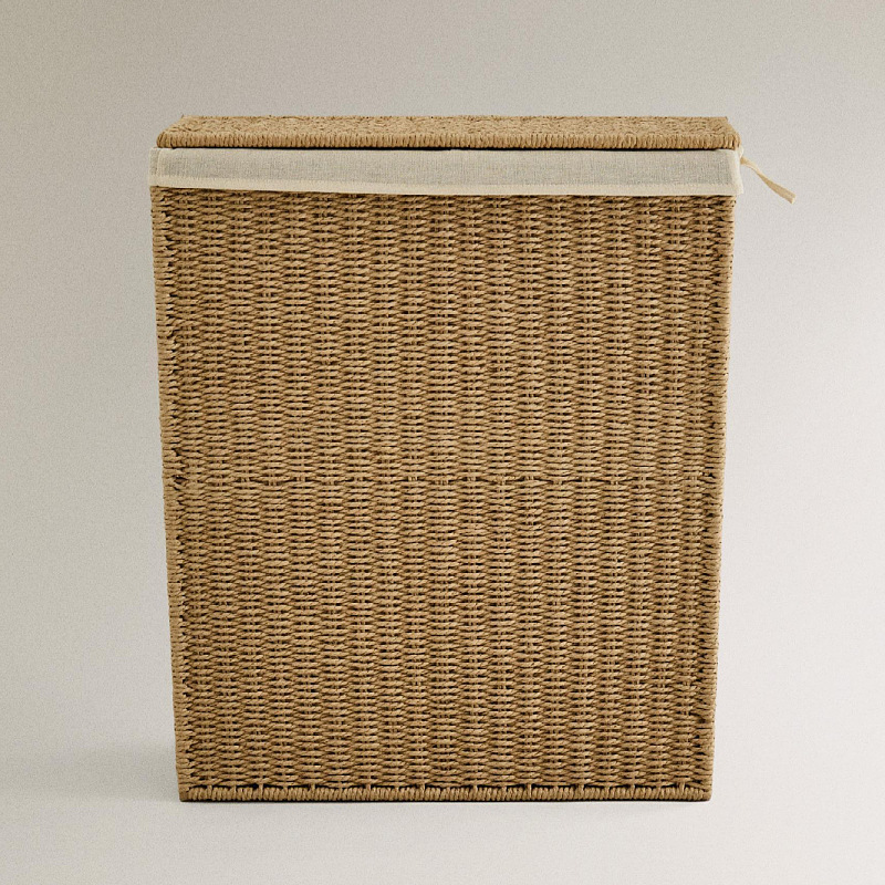 Cesta de lavandería de cuerda de papel trenzada, cesta de lavandería sucia, cesta de almacenamiento de ropa plegable doméstica transfronteriza grande