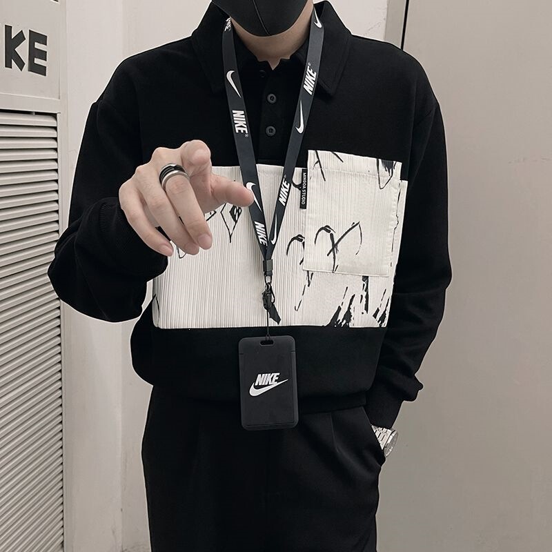 Spring and autumn season, stylish and uniquely designed patchwork collar sweatshirt for men, with a cool and edgy look, available now Spring and autumn season, stylish and uniquely designed patchwork collar sweatshirt for men, with a cool and edgy look, available now