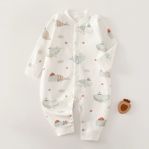 Whale baby cotton wool onesie